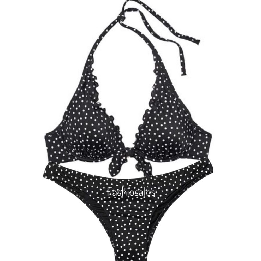 Victorias Secret Swim Capri Ruffle Bikini top Removable Push Up & Bottoms Set